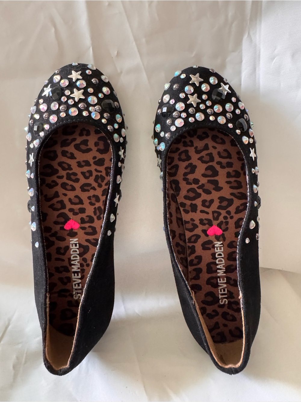 Steve Madden Black Rhinestone & Star Embellished Ballet Flats